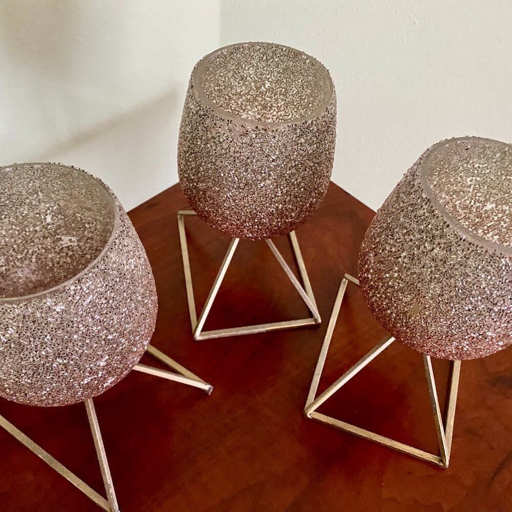 Set of 3 Candle Holders💗HomeGoods 💗Pink and Gold Decor, Bridal, Etc